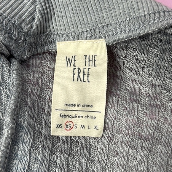 We The Free | Free People Grey Waffle Knit V Neck Long Sleeve Shirt - Picture 5 of 6